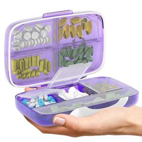 Pill Organizer Airtight Pill Box Large Pill Dispenser Home Travel Supplement Holder Portable Vitamin Sorter Jumbo Size 8 Compartment Airtight Vit