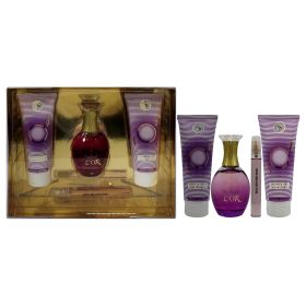 Lor by New Brand for Women - 4 Pc Gift Set 3.3oz EDP Spray, 0.5oz EDP Spray, 4.3oz Shower Gel, 4.3oz Body Lotion