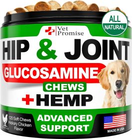 Hemp Hip and Joint Support Supplement for Dogs Glucosamine for Dogs Dog Joint Supplement Hip and Joint Chews for Dogs with Chondroitin MSM Hemp O