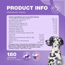 Dog Vitamins 15 in 1 Dog Multivitamin Chews with MSM for Hip & Joint Health Dog Supplement for Itchy Skin Relief Multivitamin for Dogs Immune Sup