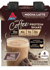 Atkins Gluten Free Protein-Rich Shake, Mocha Latte, Keto Friendly, 3/4ct Packs (Ready to Drink)