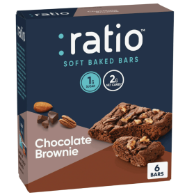 Ratio Soft Baked Bars, Chocolate Brownie, 1g Sugar, Keto Friendly, 5.34 oz (6 Bars)