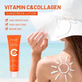 Sunscreen Cream Spf 50 Vitamin C Collagen Moisturizer Brightening Lotion Korean Skin Care Sun Block Sunscreen For The Black Skin (Option: 1PC)