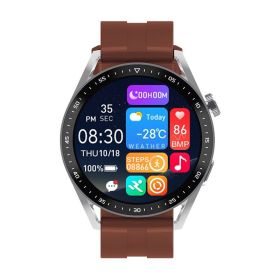 Wireless Charger NFC Bluetooth Calling Heart Rate Health Smart Men's Watch (Color: Dark Brown)