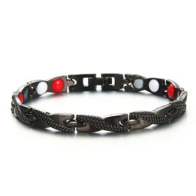 Dragon Pattern Magnet Negative Ion Germanium Element Health Bracelet (Color: DZU131 Black)