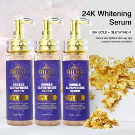 Private Label AILKE Skin Care Set Double-Glutathione Whitening Serum Dark Spot Face Cream Black Skin Soap Bleaching Body Lotion (Color: 3 Bottle Serum)