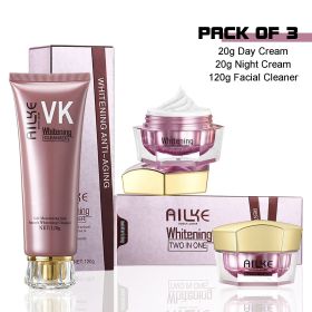 AILKE Face Cream With Hyaluron Scars Whitening Moisturizing Lifting Anti-aging Women Sleeping Dry Korean Bleaching Skin Care (Color: Cream and Cleanser)